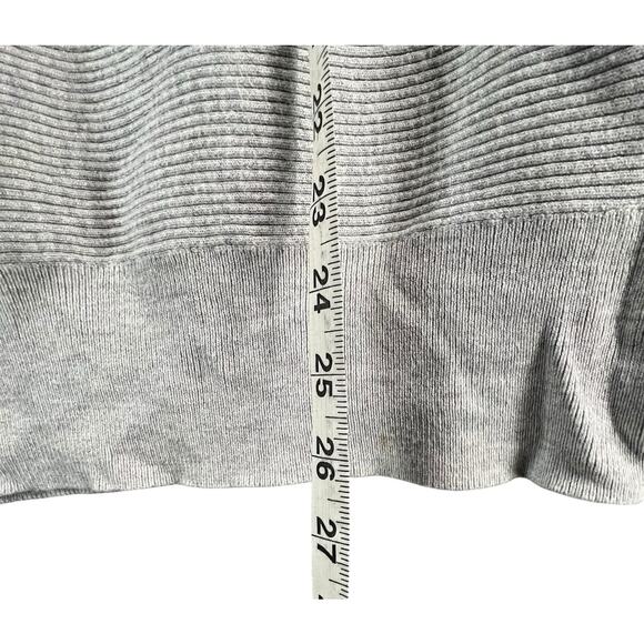 Lulus All Wrapped Up Sweater Womens M Gray Ribbed Knit Dolman Sleeve Cozy Top - Picture 9 of 13